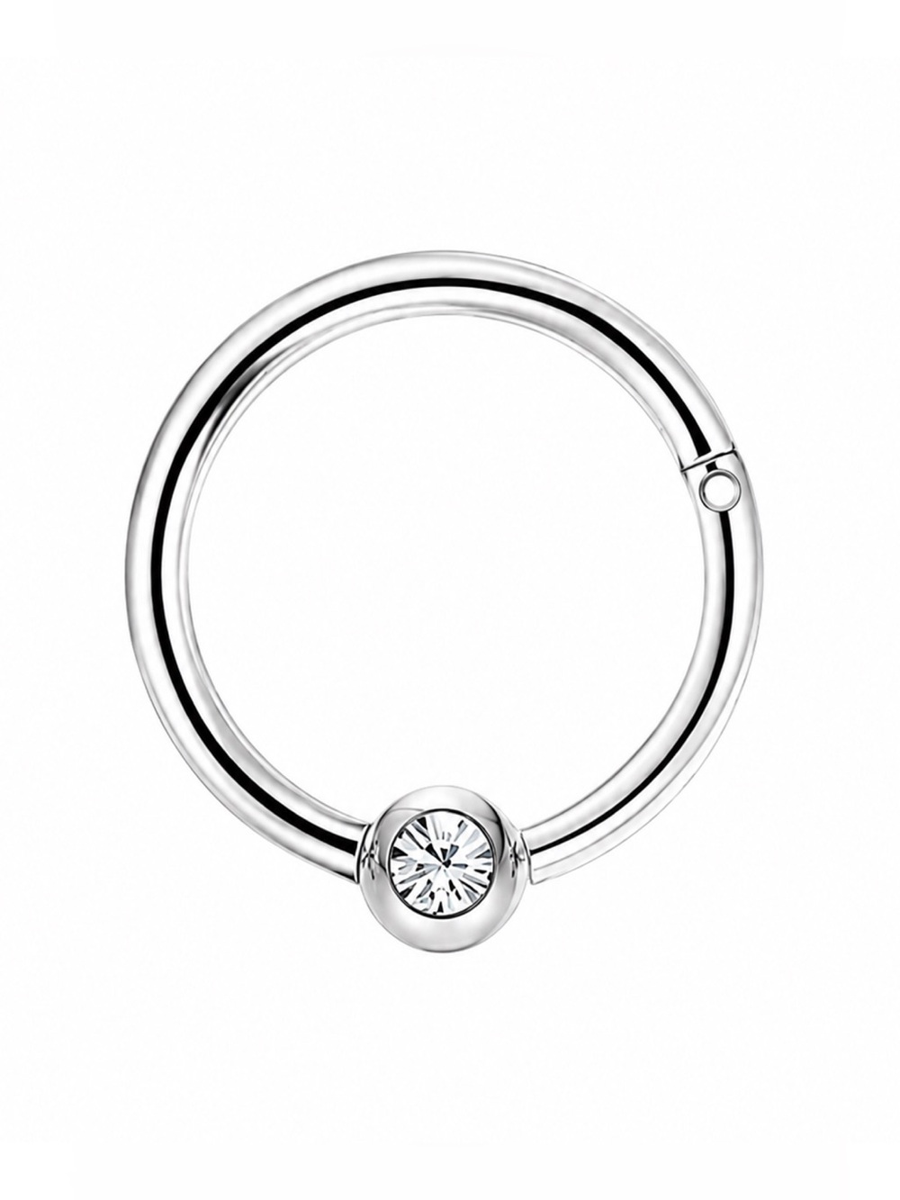 Clear CZ Clicker Hoop Ring 8mm Stainless Steel Septum Daith Cartilage